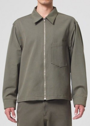 Agolde Atlas Zip Shirt Moss | 543169-XNH