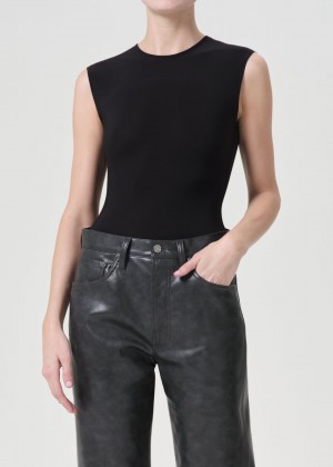 Agolde Aura Sleeveless Bodysuit Black | 317468-ZNV