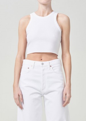 Agolde Cropped Bailey Tank White | 052374-RXL