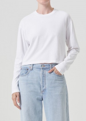 Agolde Mason Crop Tee White | 694372-VIB