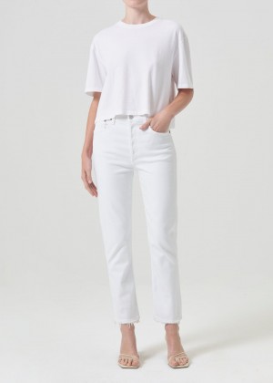 Agolde Riley High Rise Straight Crop Stretch Cream | 708423-JCA