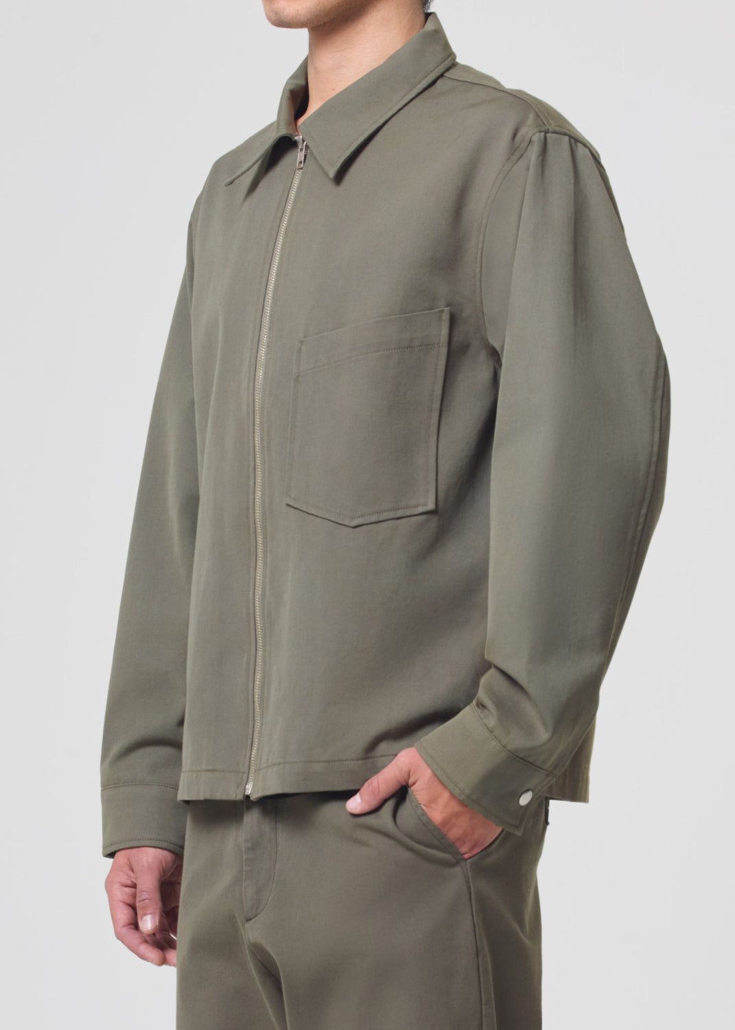 Agolde Atlas Zip Shirt Moss | 543169-XNH