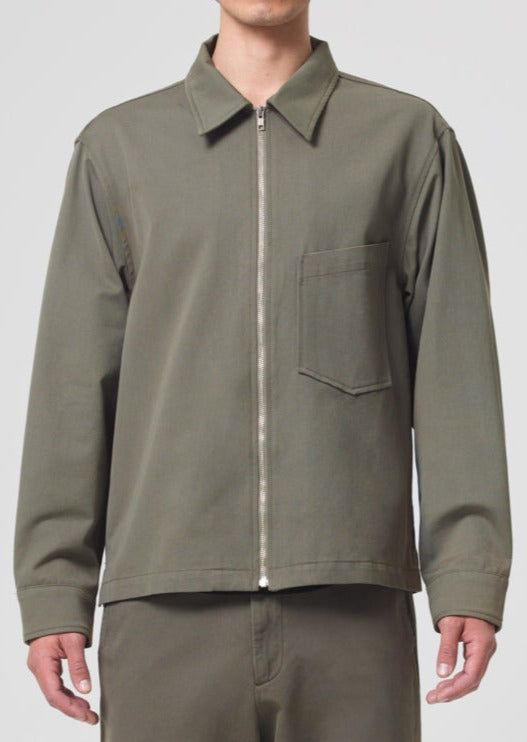 Agolde Atlas Zip Shirt Moss | 543169-XNH