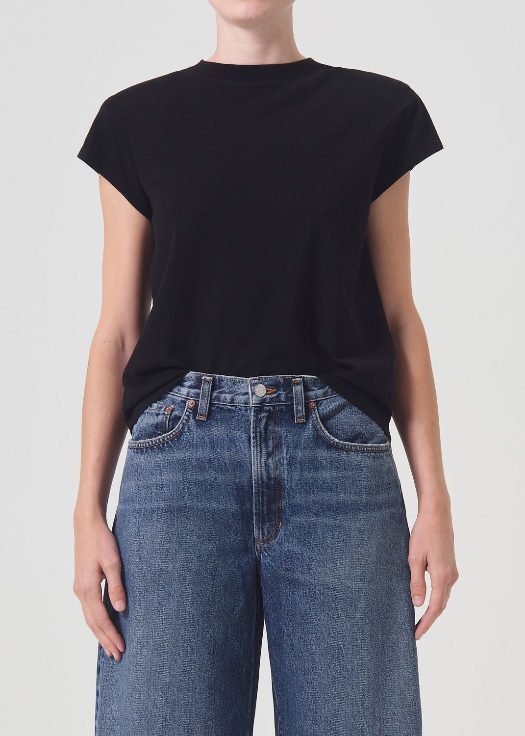 Agolde Bryce Shoulder Pad Tee Black | 864295-QSO