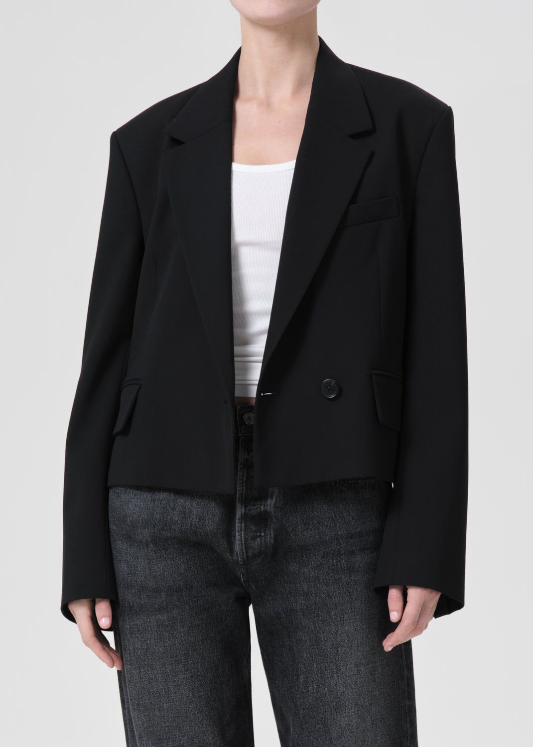 Agolde Callie Cropped Blazer Black | 584201-JVZ