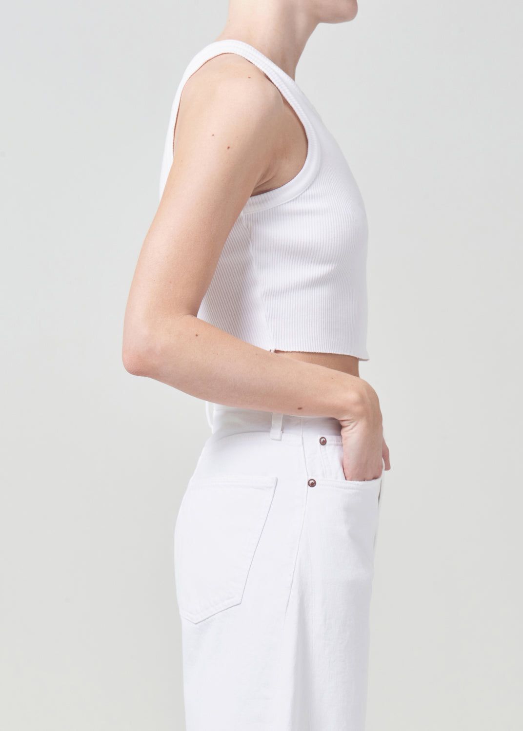 Agolde Cropped Bailey Tank White | 052374-RXL