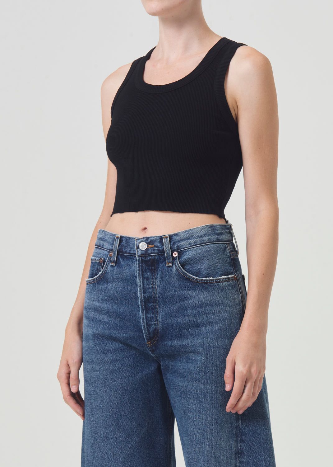 Agolde Cropped Poppy Tank Black | 065293-KJG