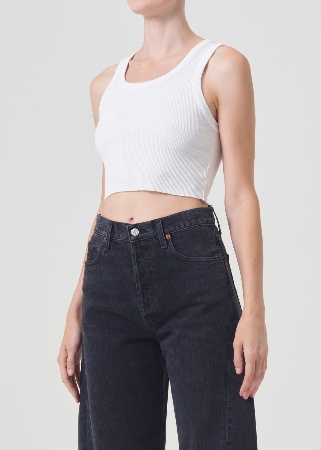 Agolde Cropped Poppy Tank White | 952018-GYK