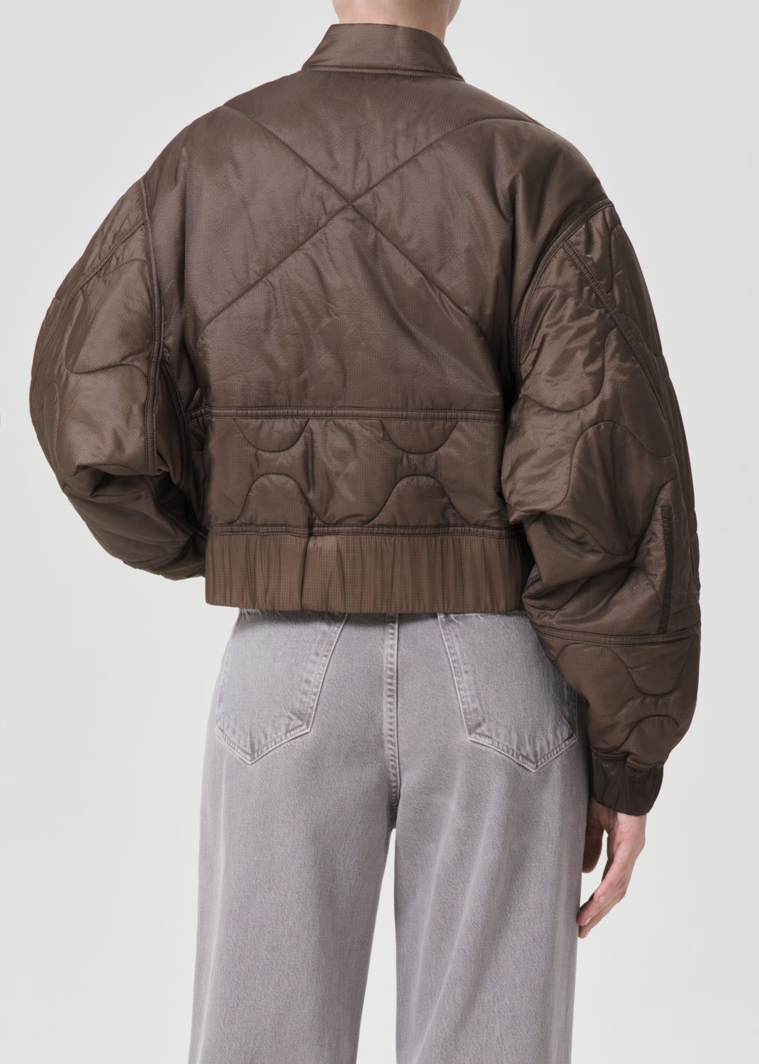 Agolde Iona Quilted Jacket Grey Brown | 231956-AFJ