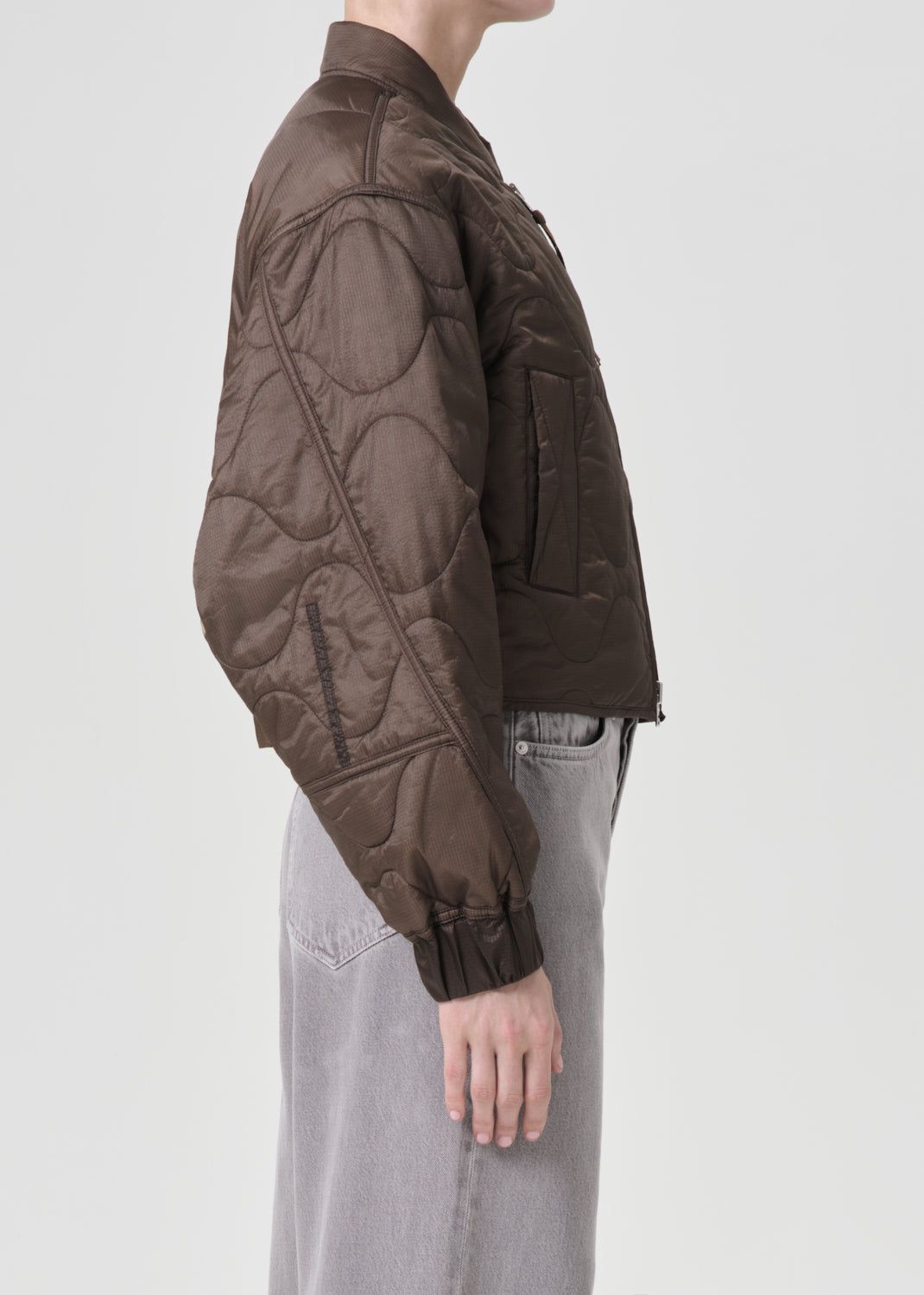 Agolde Iona Quilted Jacket Grey Brown | 231956-AFJ