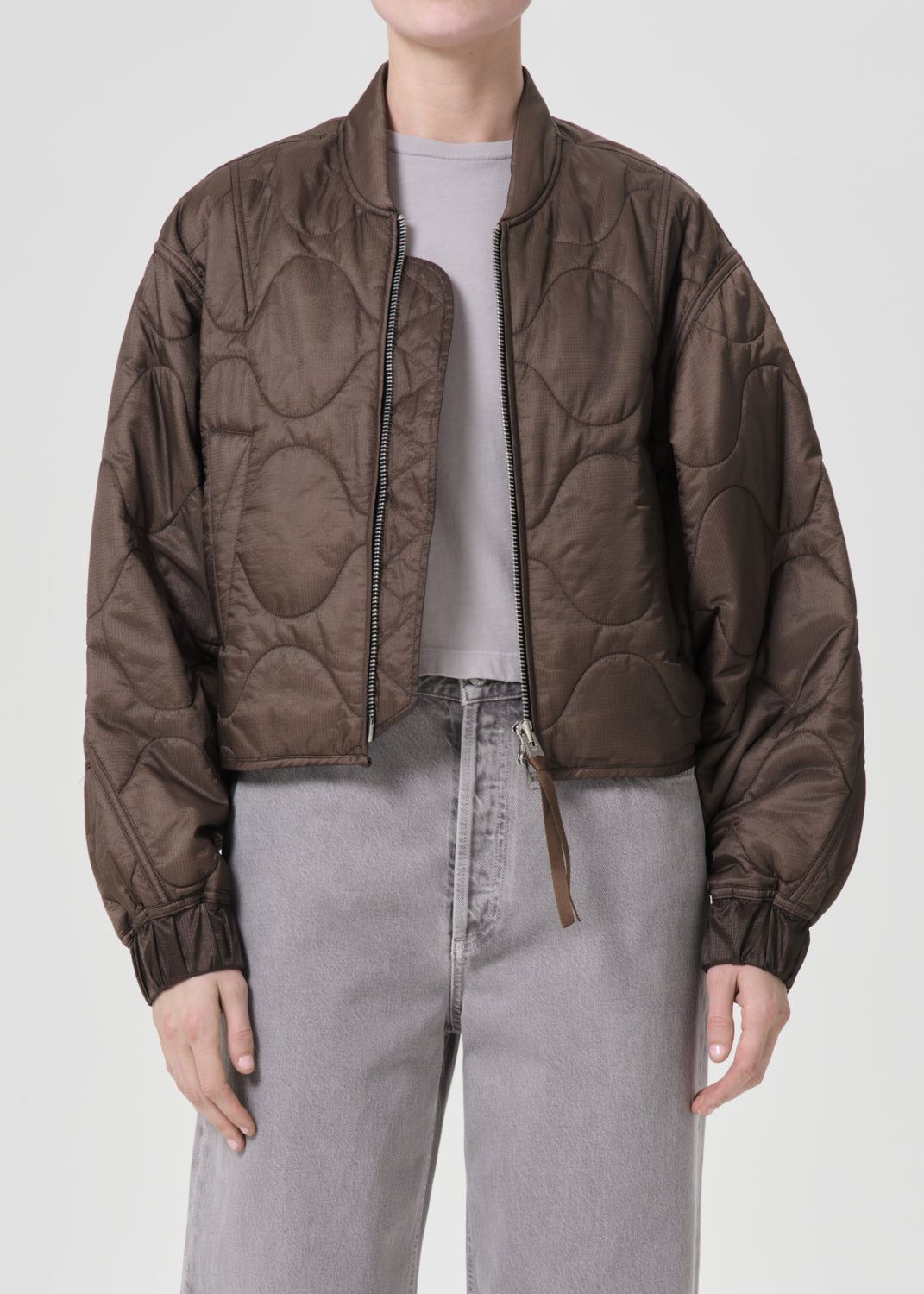 Agolde Iona Quilted Jacket Grey Brown | 231956-AFJ