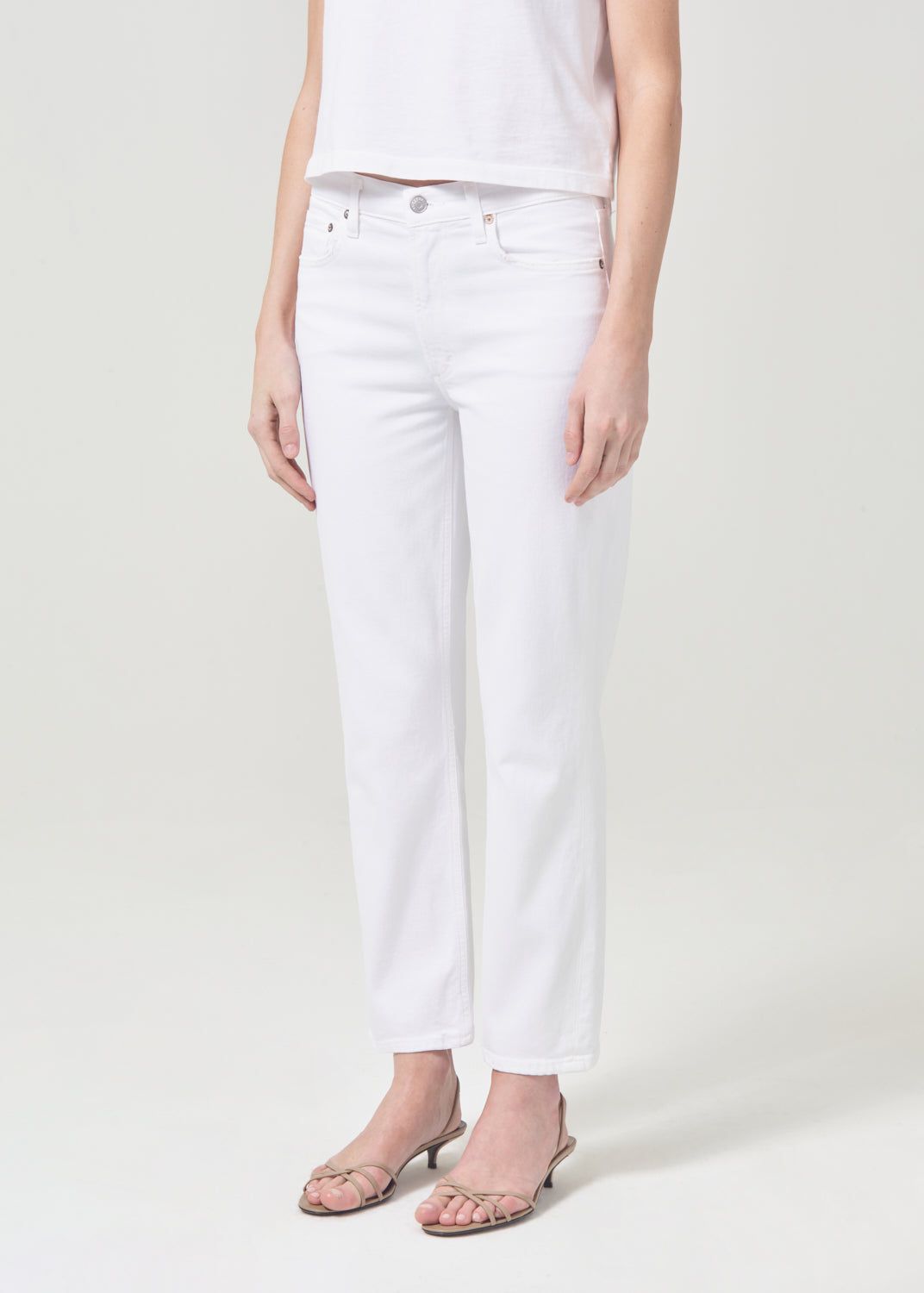 Agolde Kye Mid Rise Straight Crop STRETCH Cream | 854237-JSZ