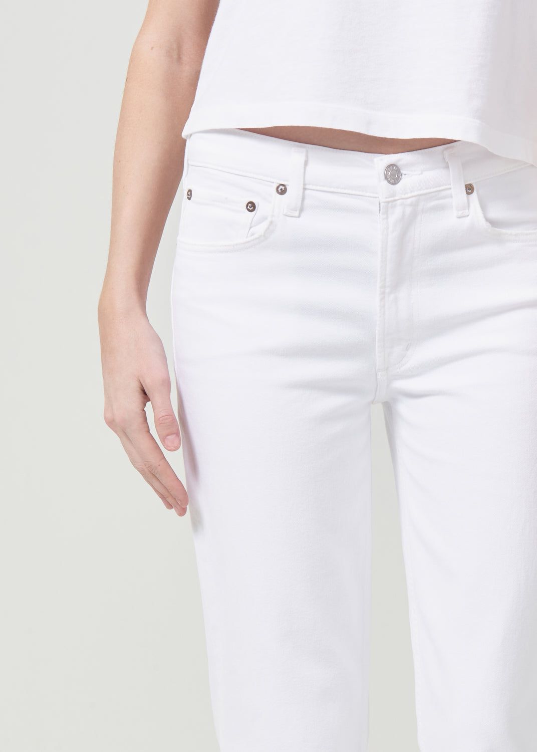 Agolde Kye Mid Rise Straight Crop STRETCH Cream | 854237-JSZ