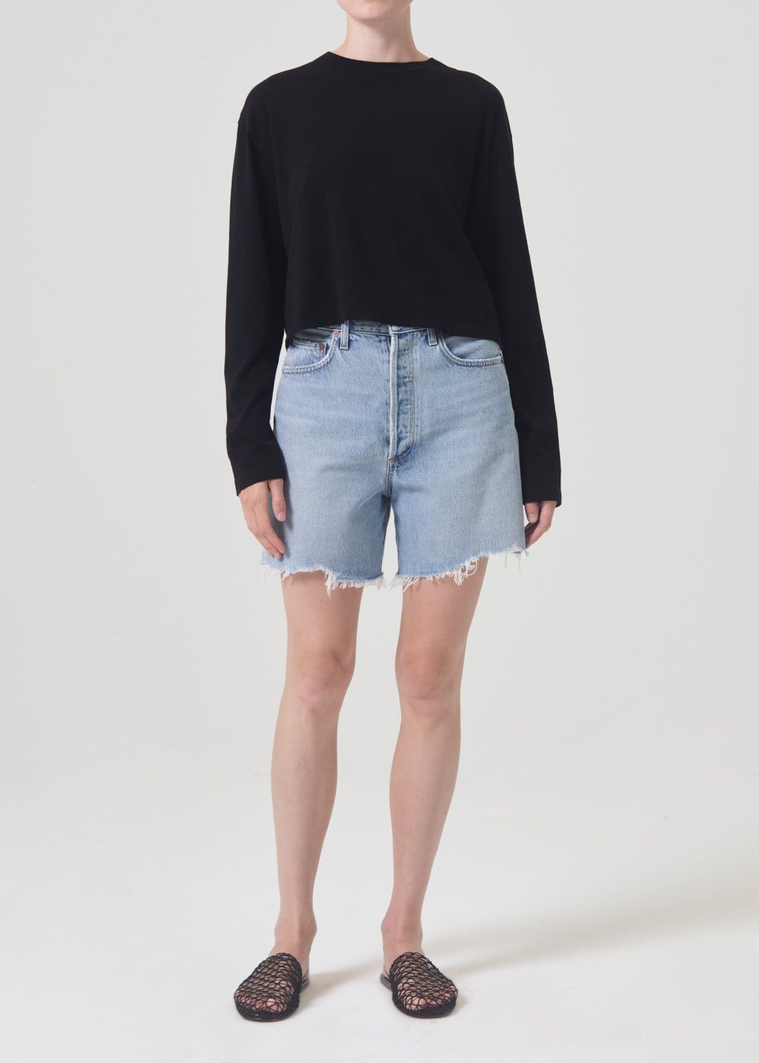 Agolde Mason Crop Tee Black | 096785-ELT