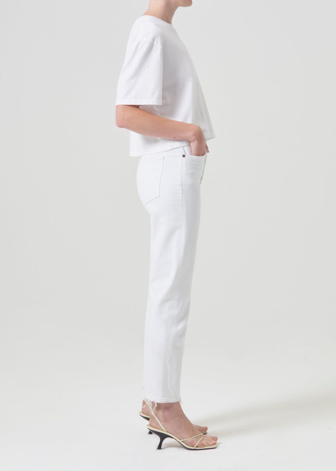 Agolde Riley High Rise Straight Crop Stretch Cream | 708423-JCA