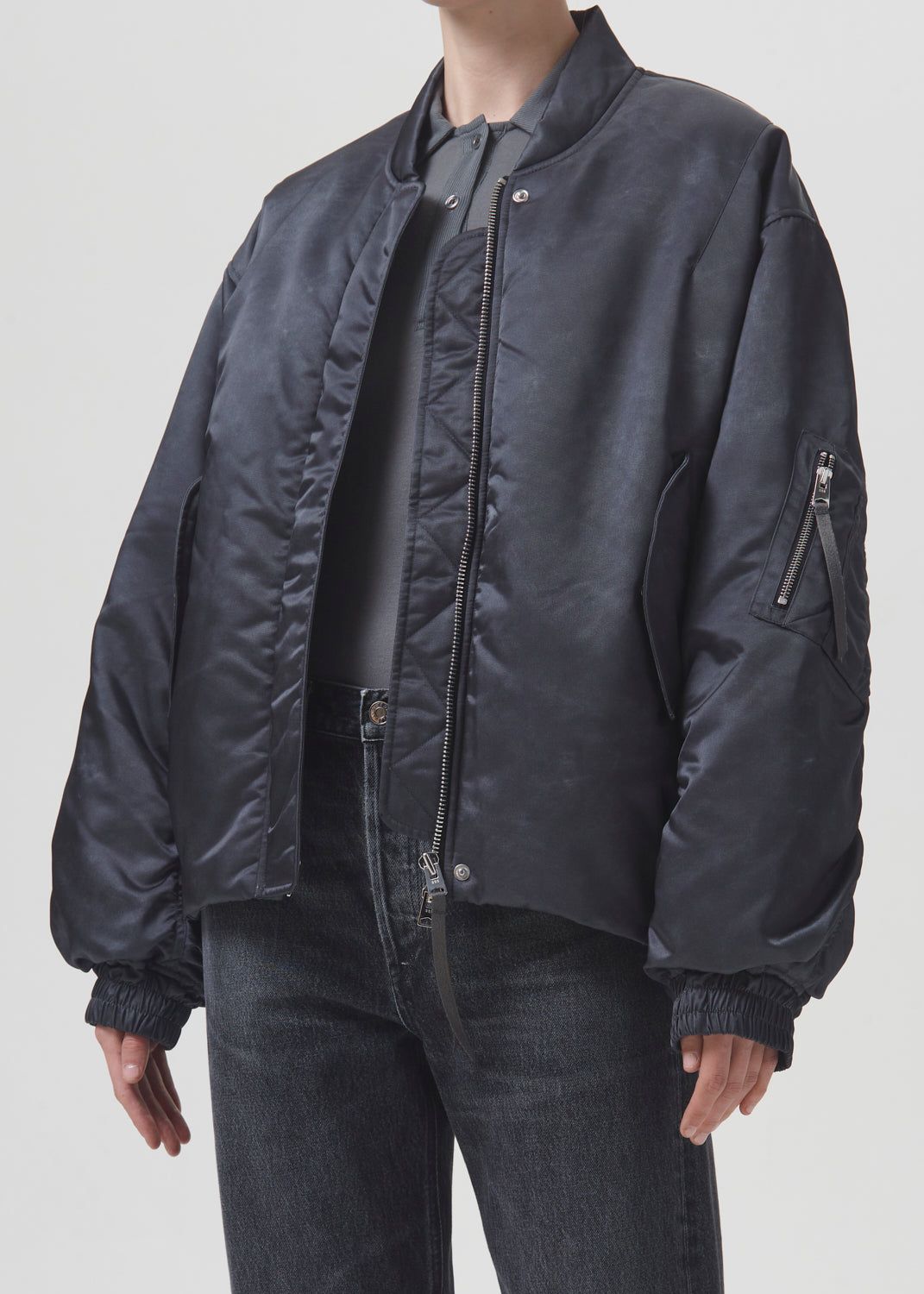 Agolde Shoreditch Ski Club Nisa Bomber Jacket Slate | 793215-TBO