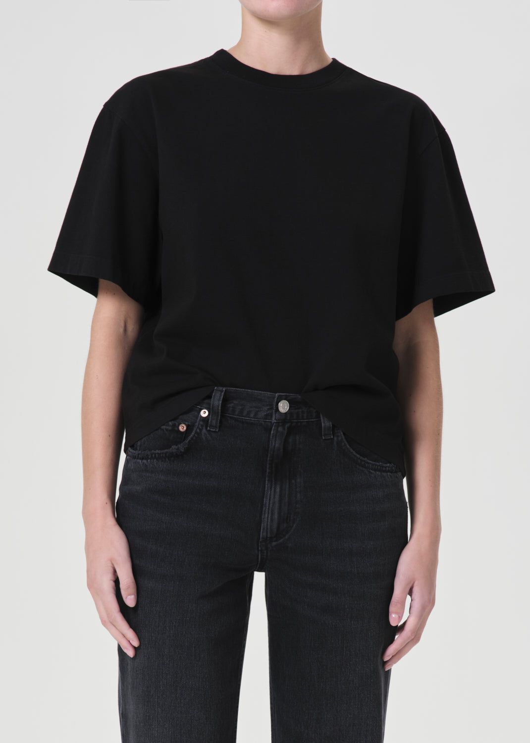 Agolde Sulma Drop Shoulder Tee Black | 580263-NAM