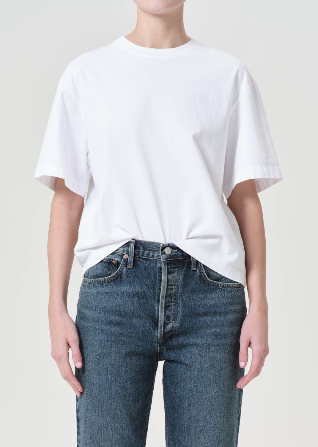 Agolde Sulma Drop Shoulder Tee White | 369487-MCN