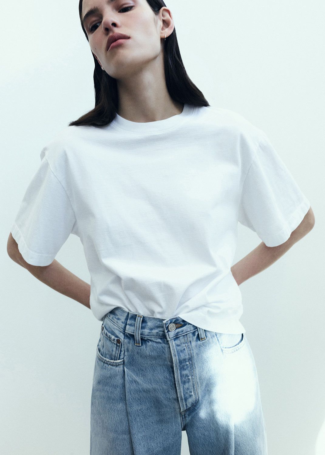 Agolde Sulma Drop Shoulder Tee White | 369487-MCN